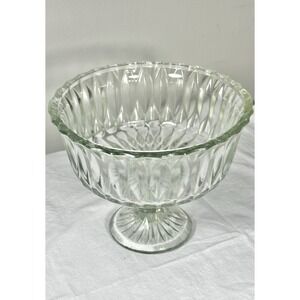 Vintage Hoosier Clear Glass Ribbed Compote Glass Marked HG 4052 MCM Candy‎ Dish